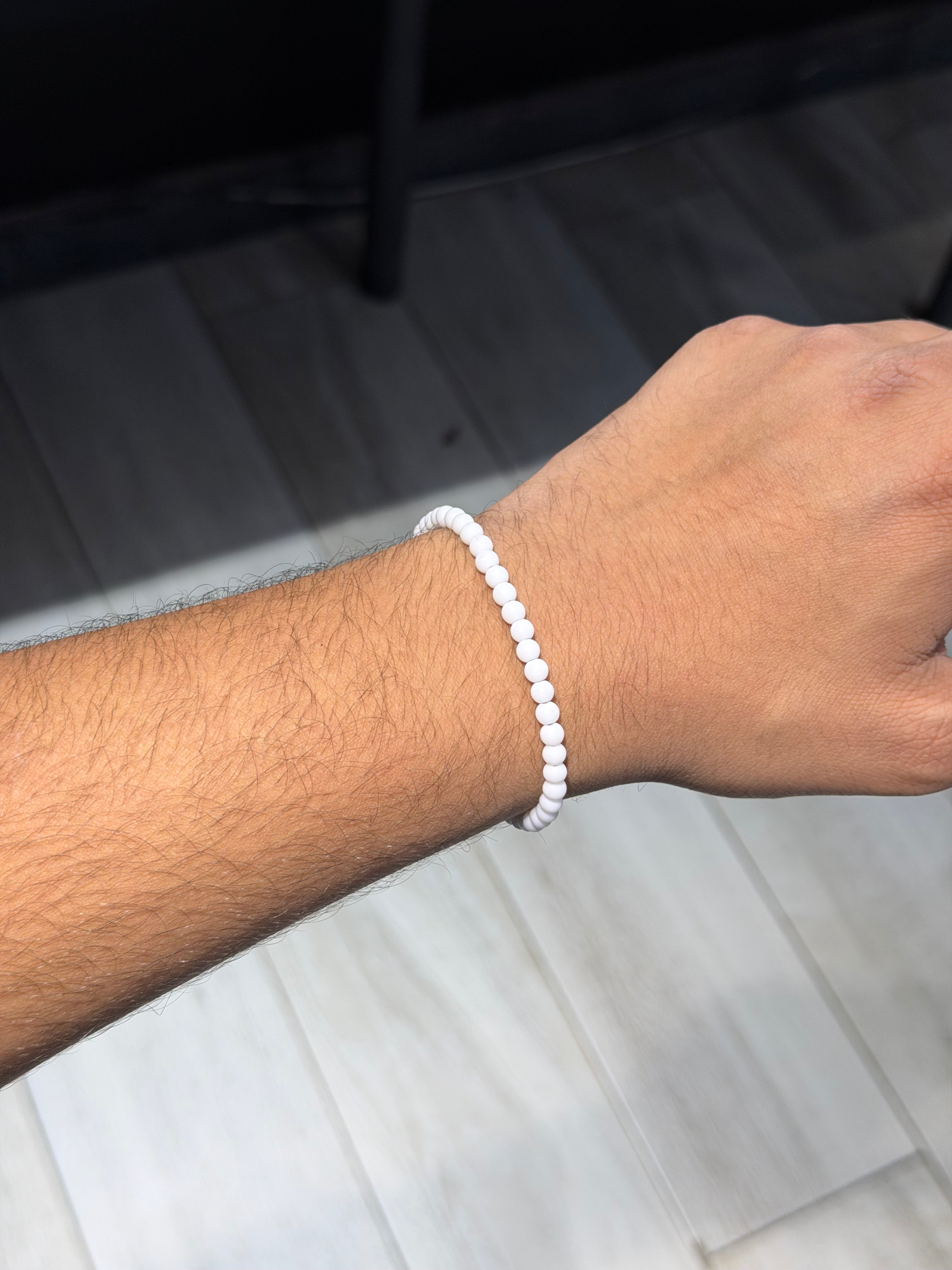 White Beaded Bracelet – Minimalist Style