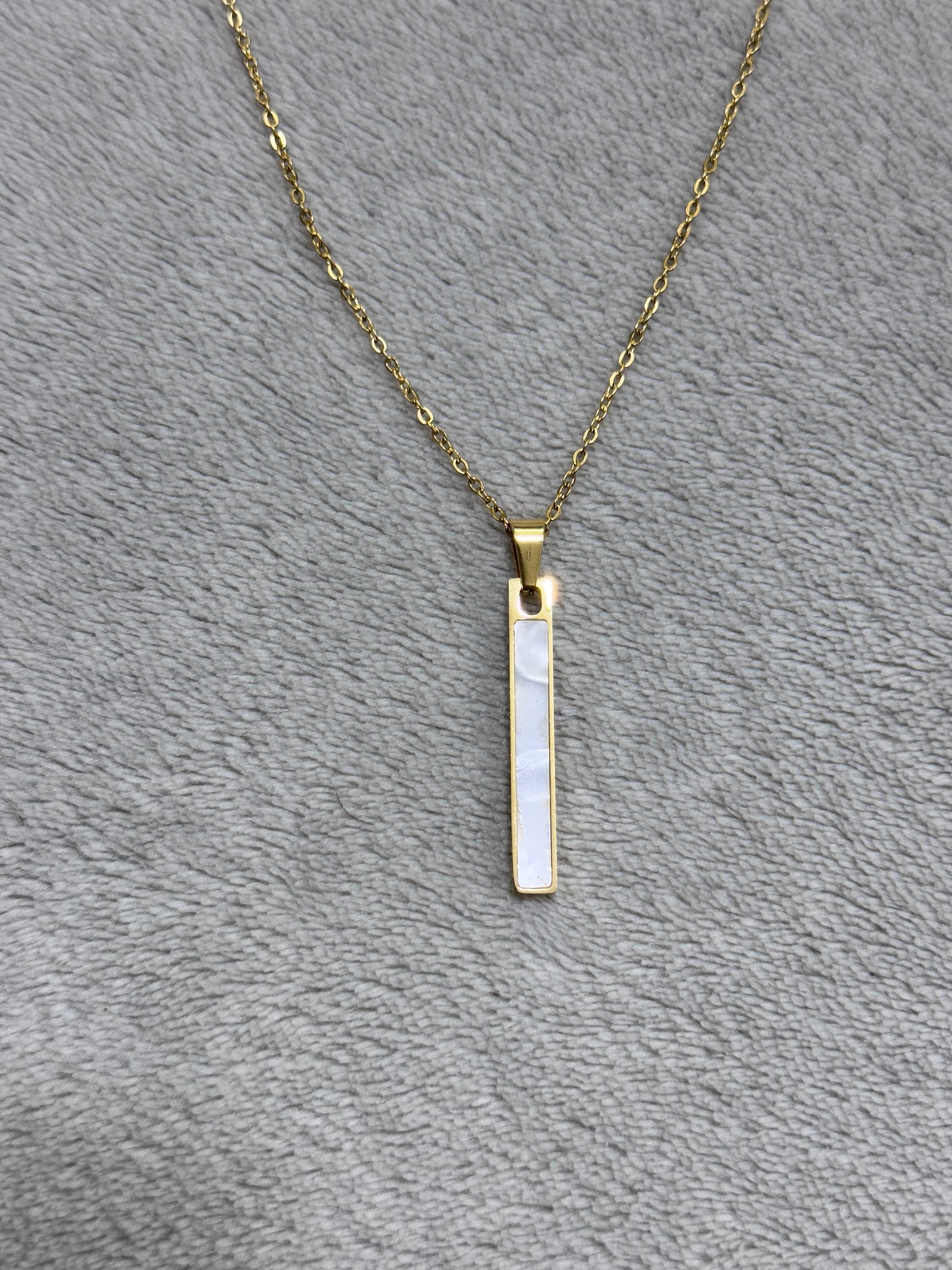 Original stainless steel necklace with opal bar
