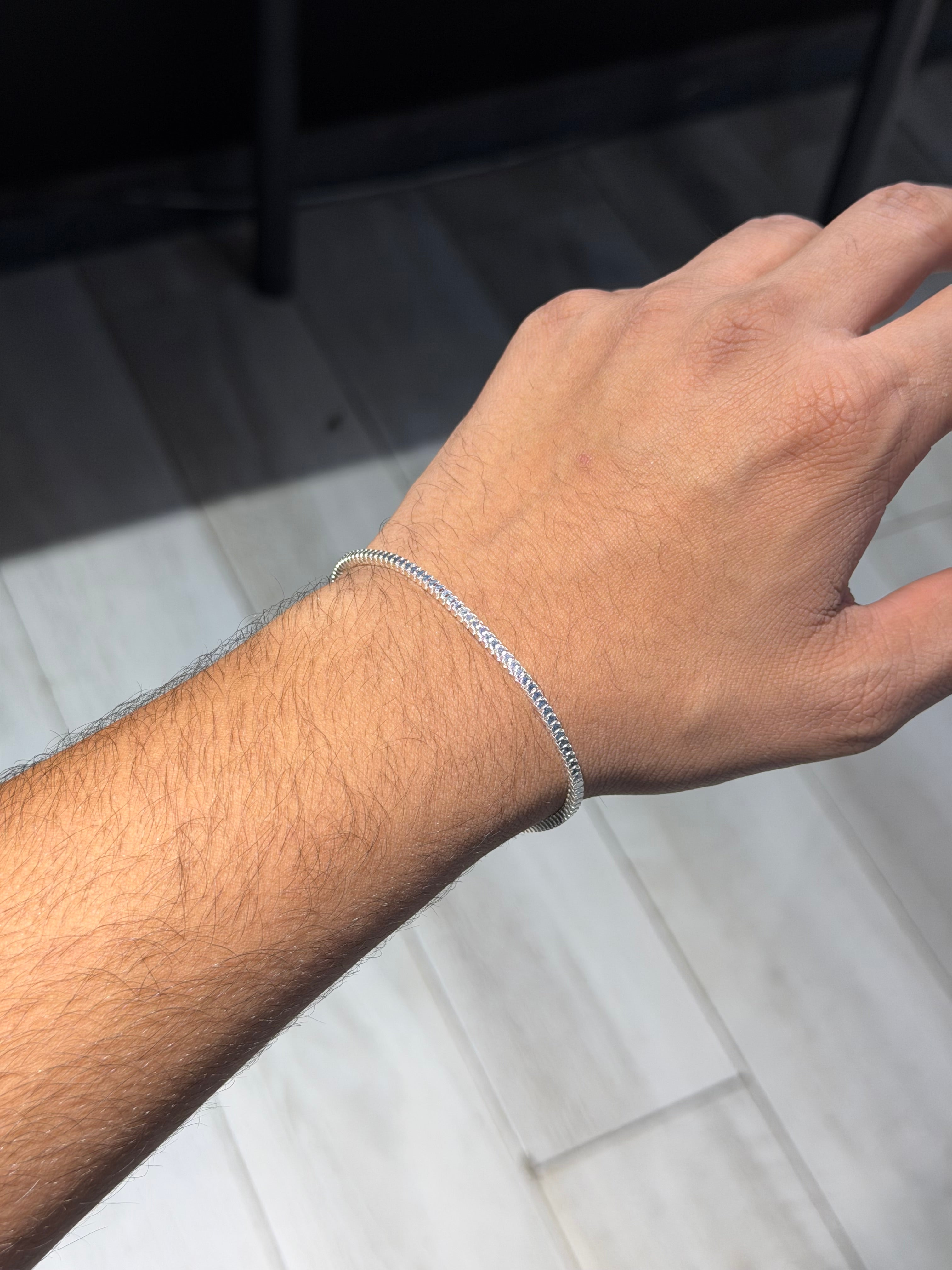 Italian 925 Sterling Silver Fishbone Bracelet