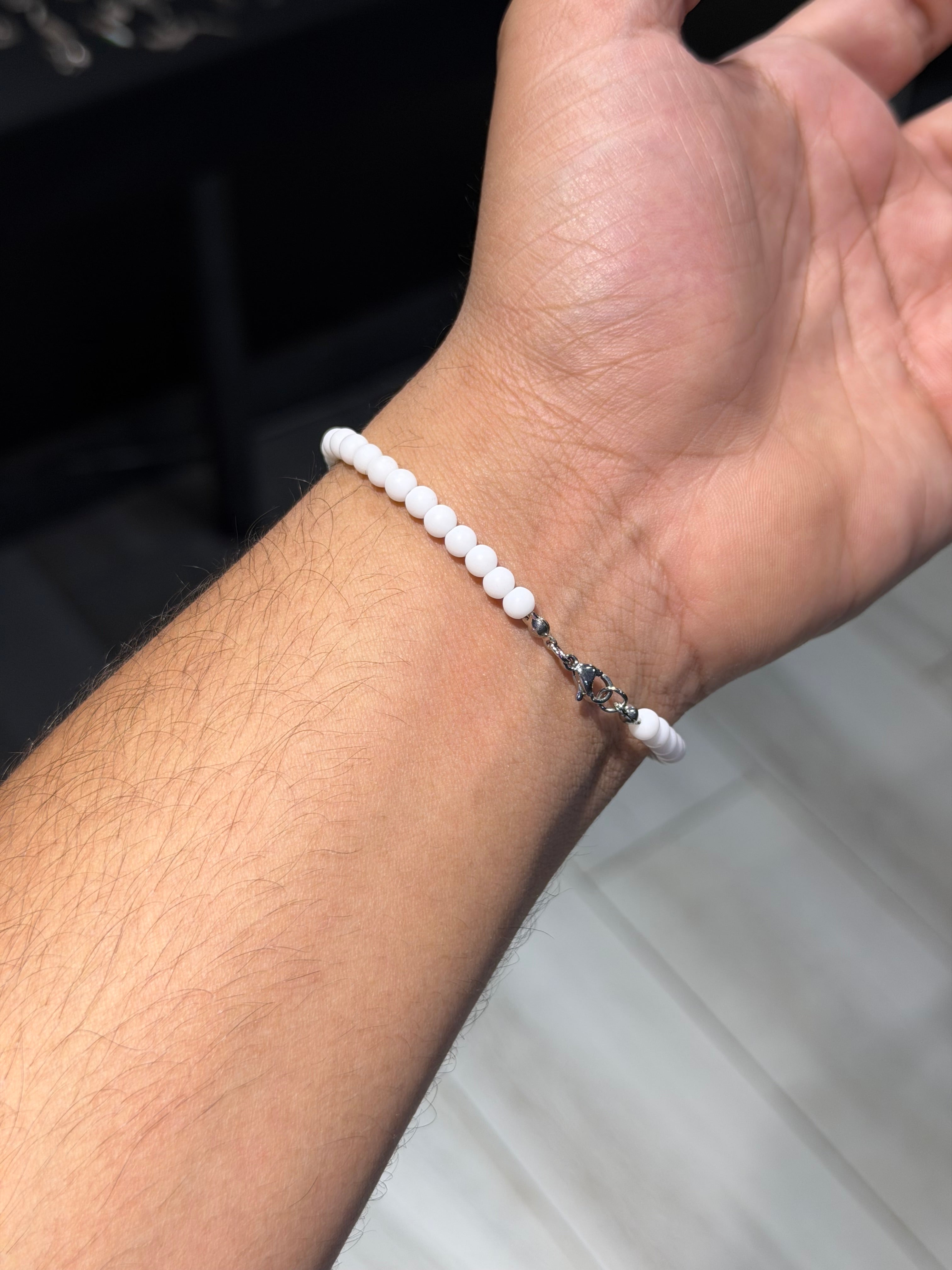 White Beaded Bracelet – Minimalist Style