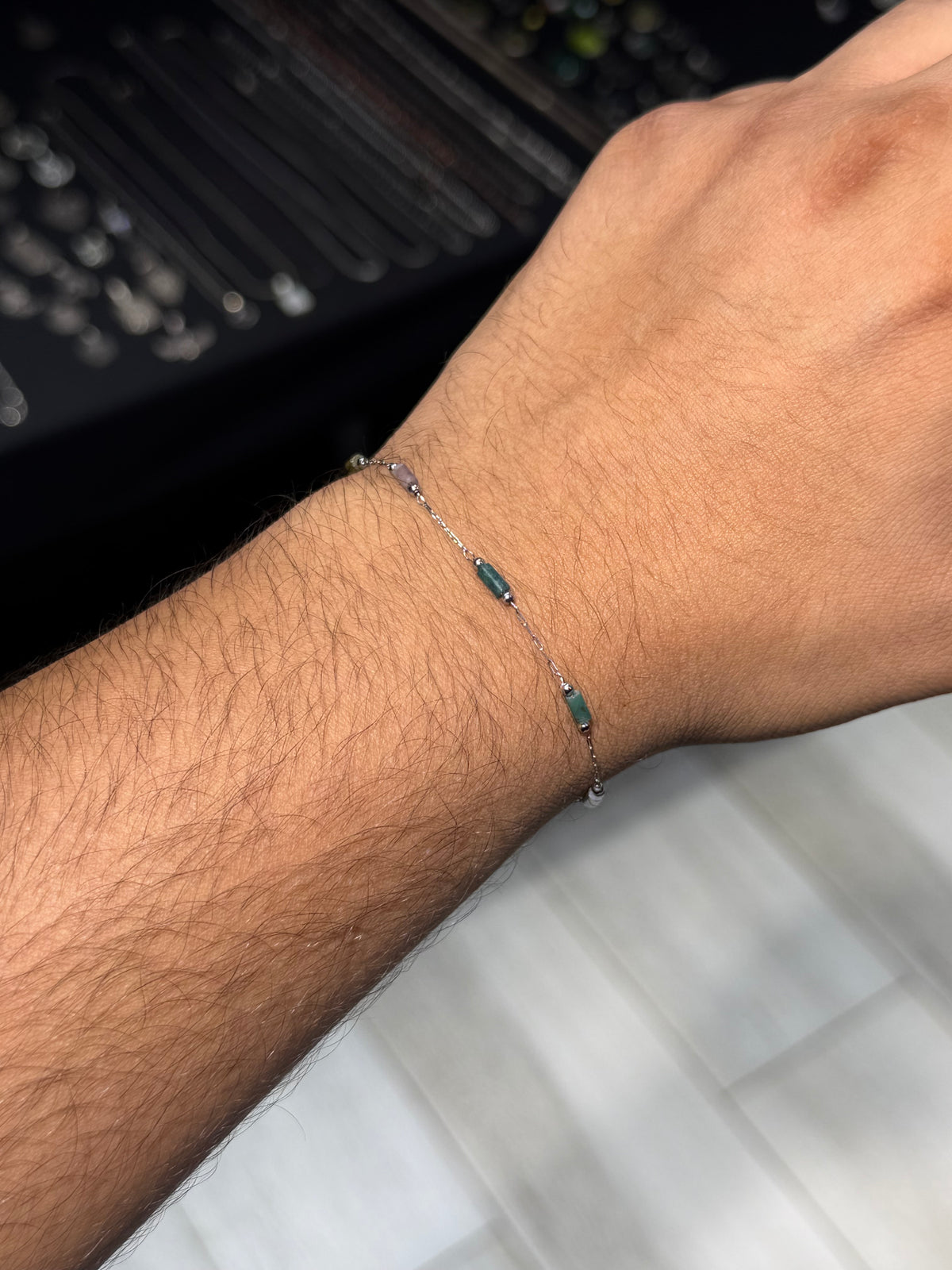 Emerald Trace Stainless Steel Bracelet