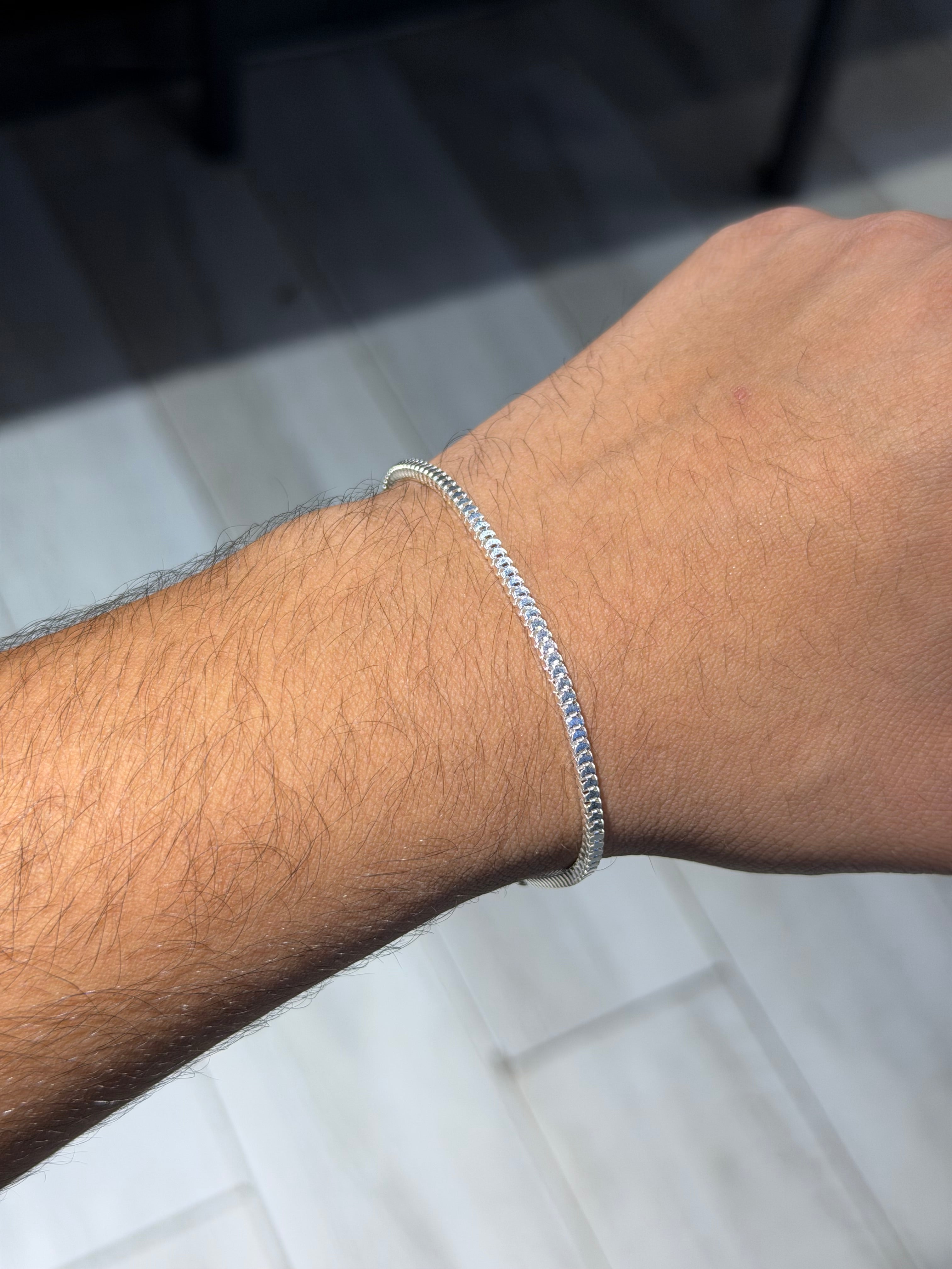 Italian 925 Sterling Silver Fishbone Bracelet