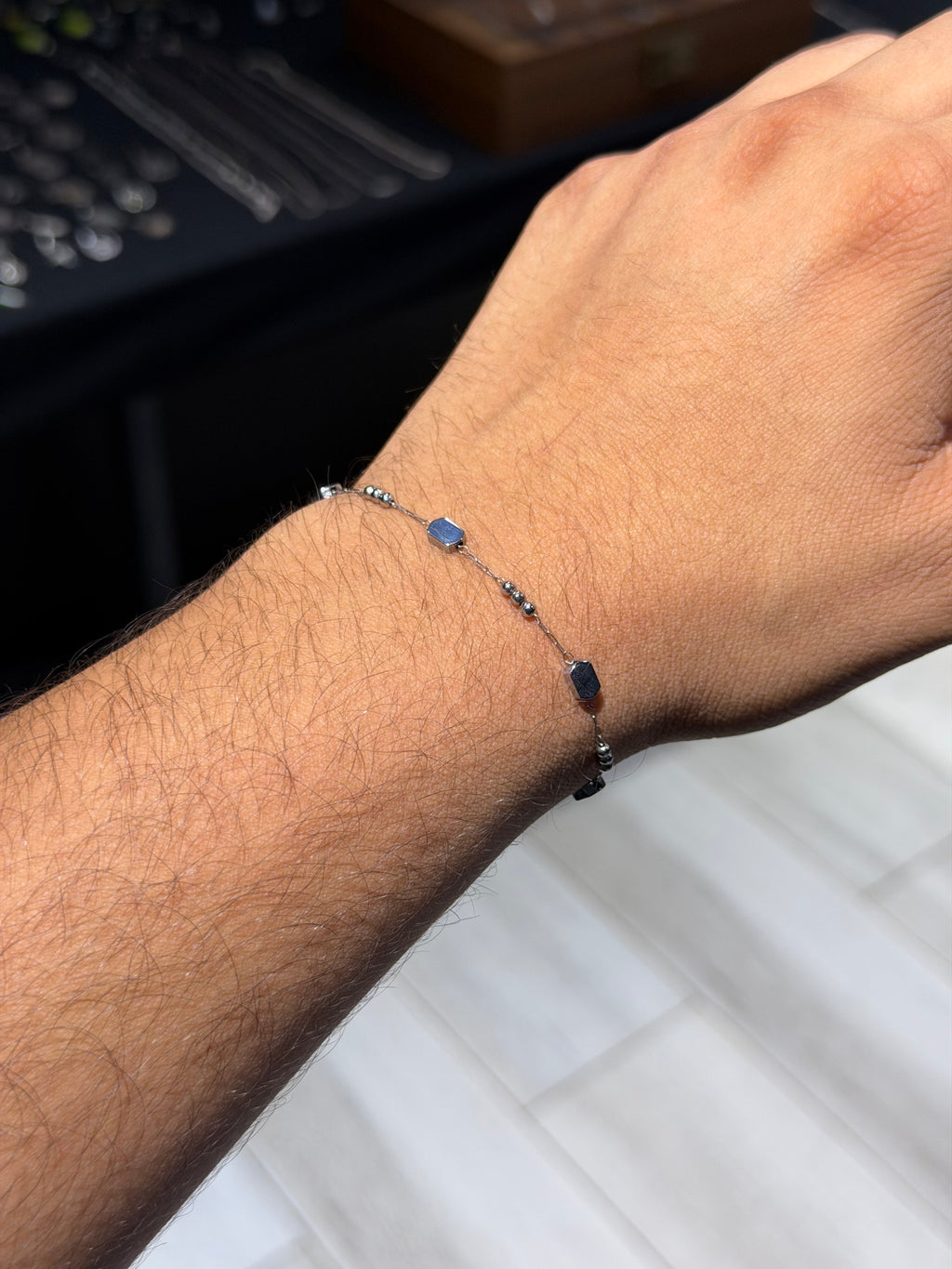 Geometric Beadline Stainless Steel Bracelet