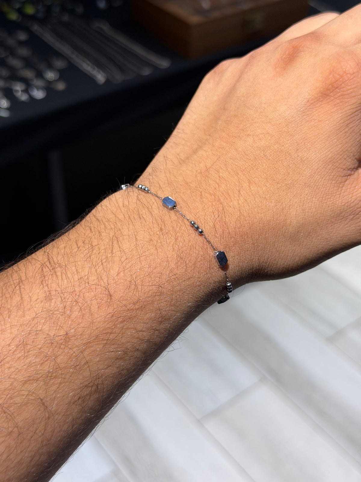 Geometric Beadline Stainless Steel Bracelet