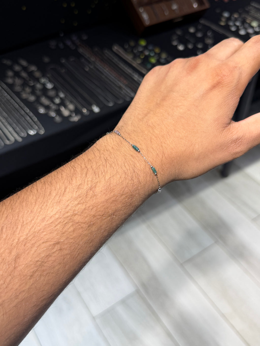 Emerald Trace Stainless Steel Bracelet