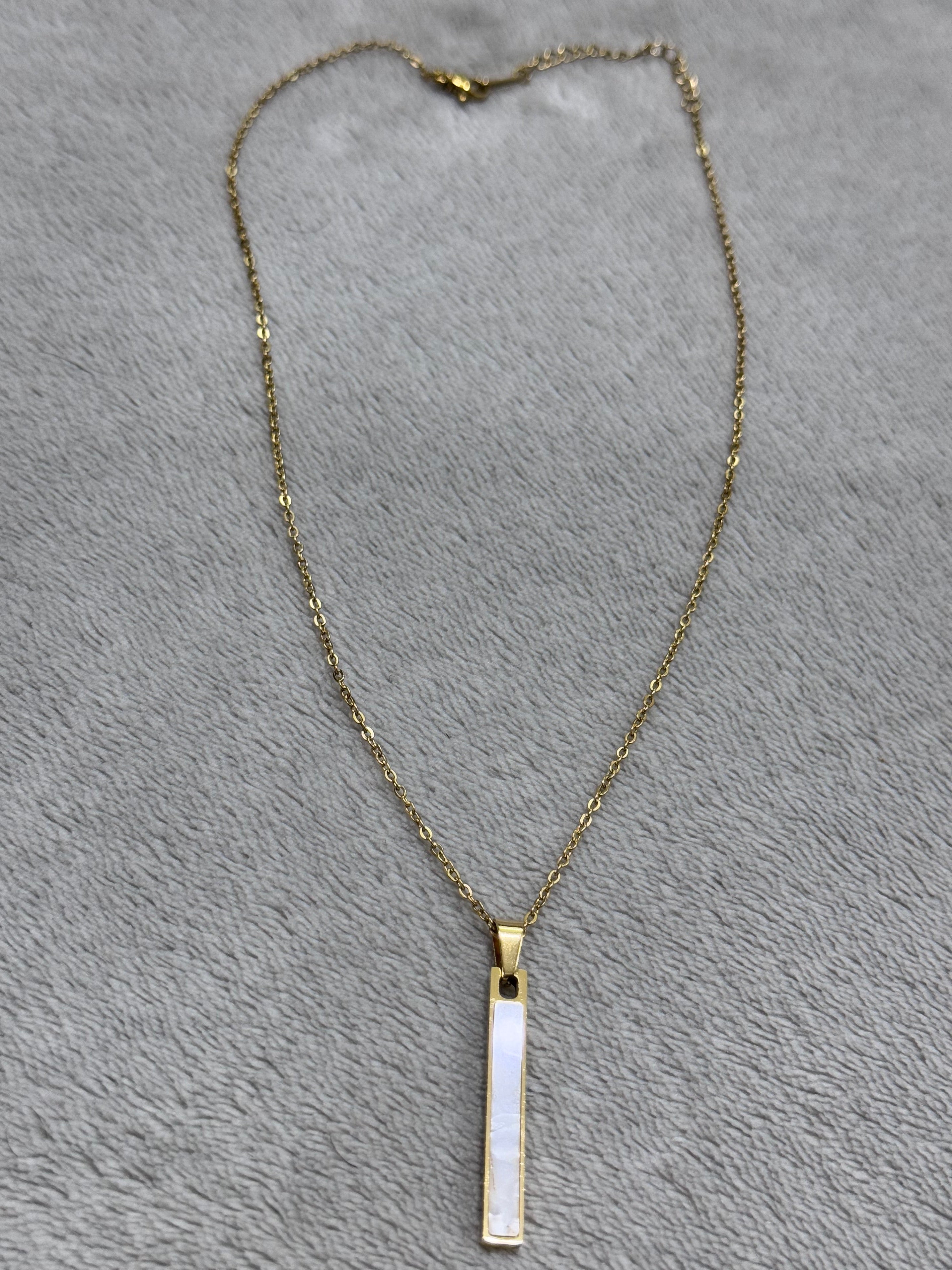 Original stainless steel necklace with opal bar
