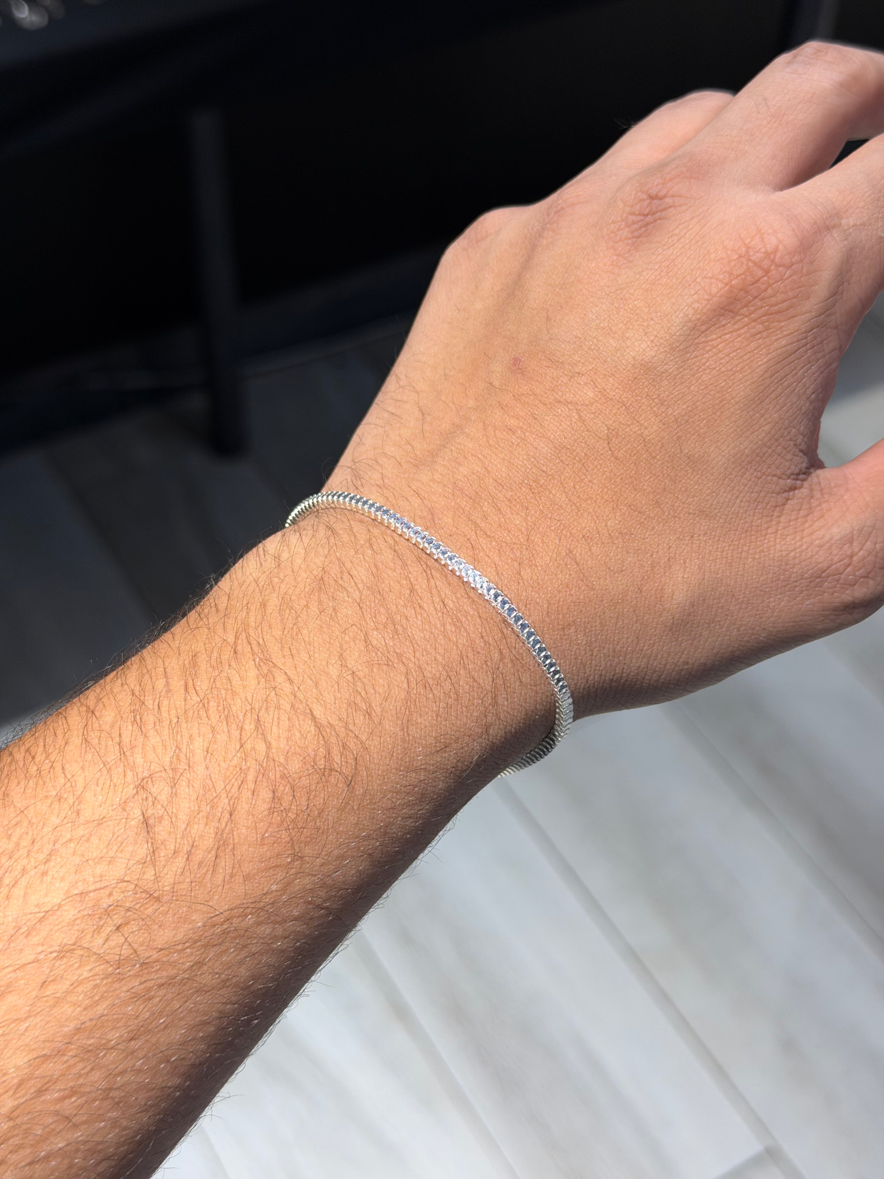 Italian 925 Sterling Silver Fishbone Bracelet