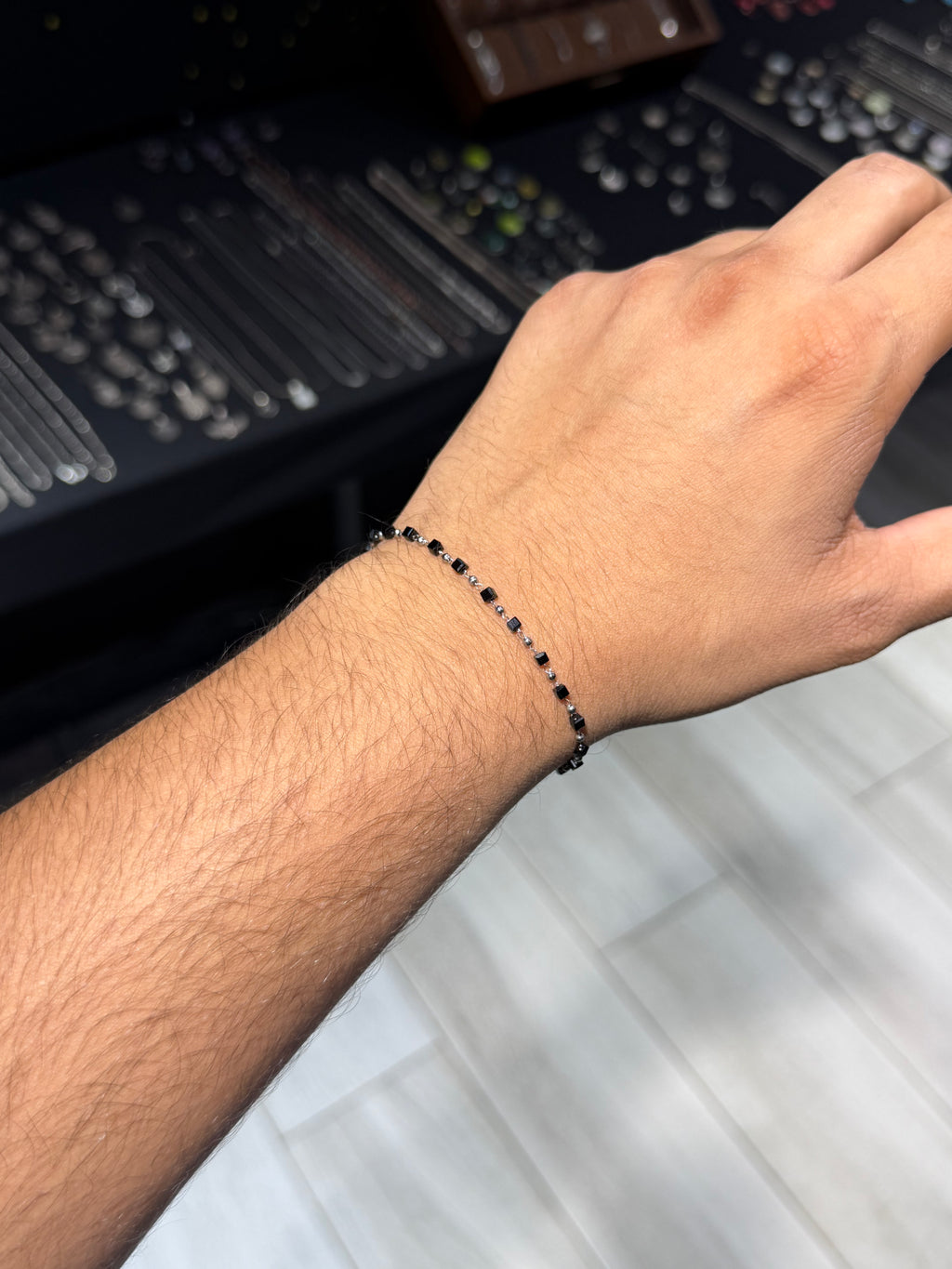 Obsidian Grid Stainless Steel Bracelet