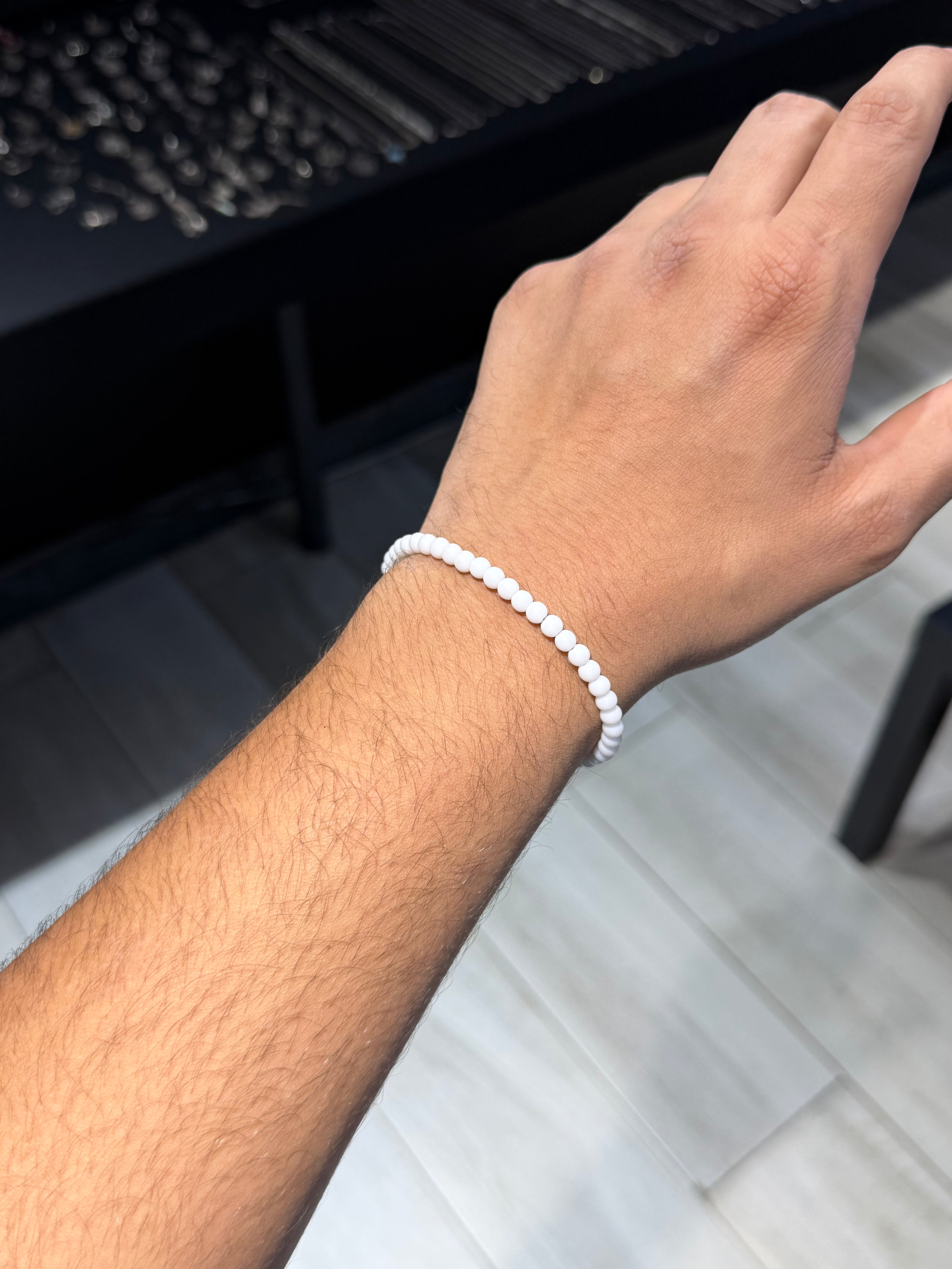 White Beaded Bracelet – Minimalist Style