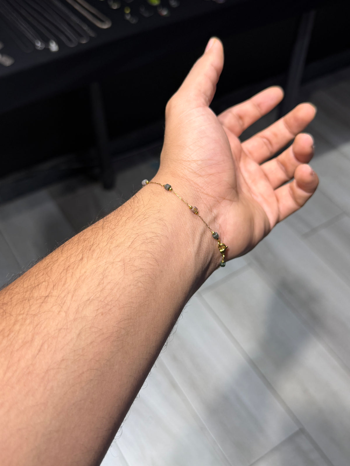 Olive Bead Gold Bracelet