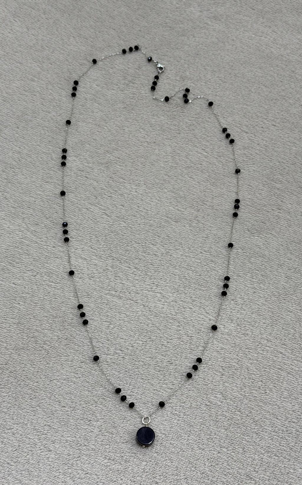 Triple onyx stainless steel necklace
