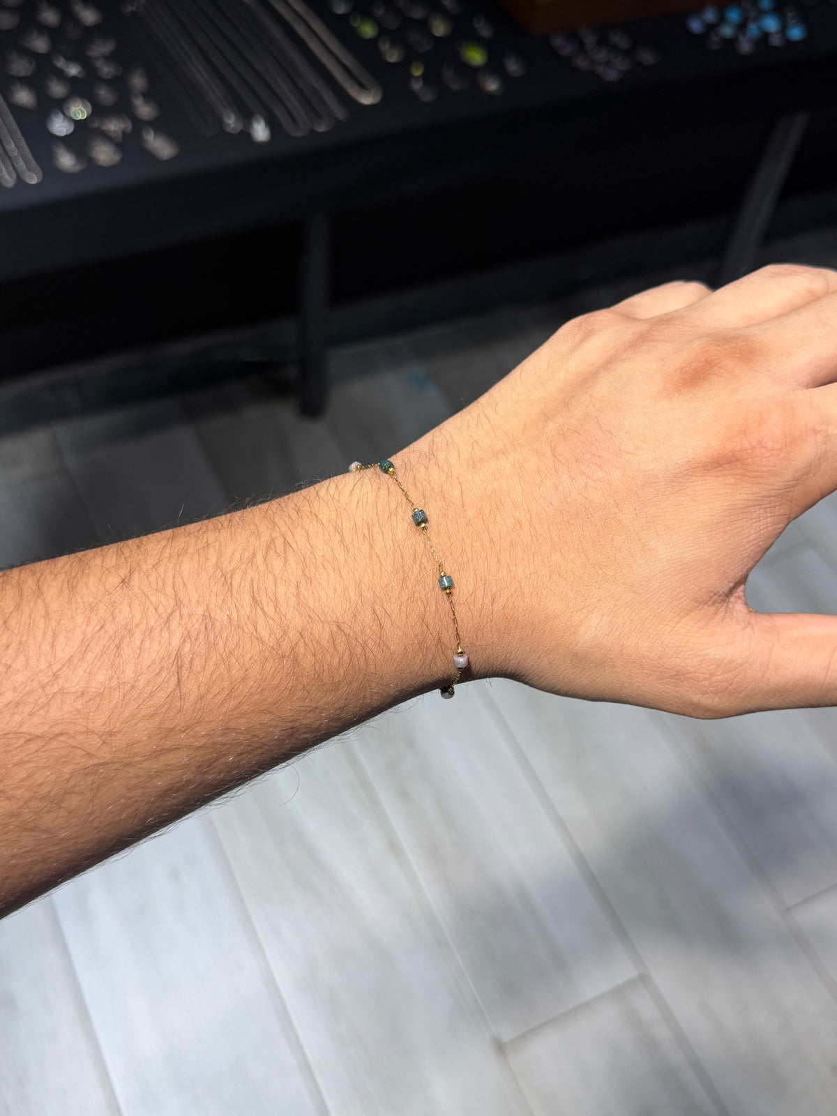 Olive Bead Gold Bracelet