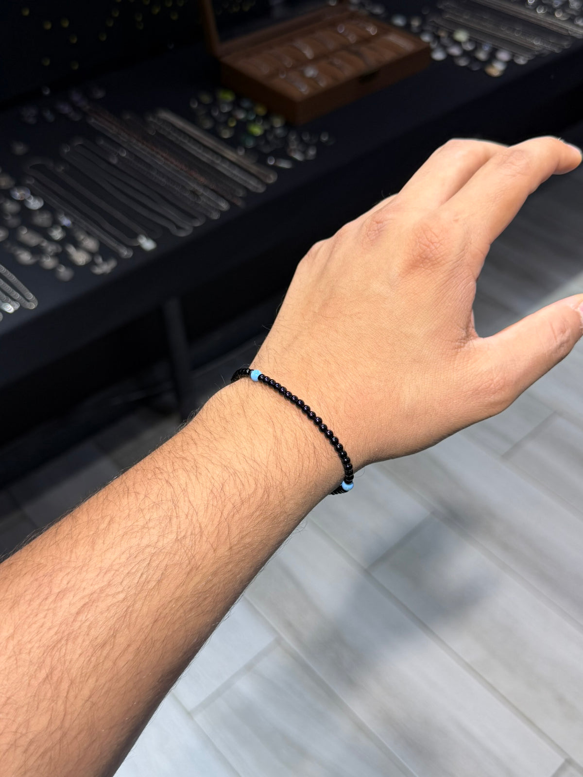 Onyx Steel Accent Bracelet