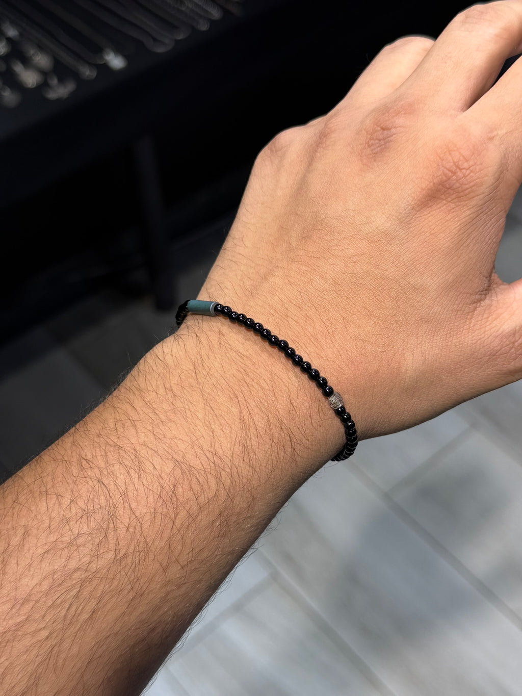 Black Aqua Bead Bracelet