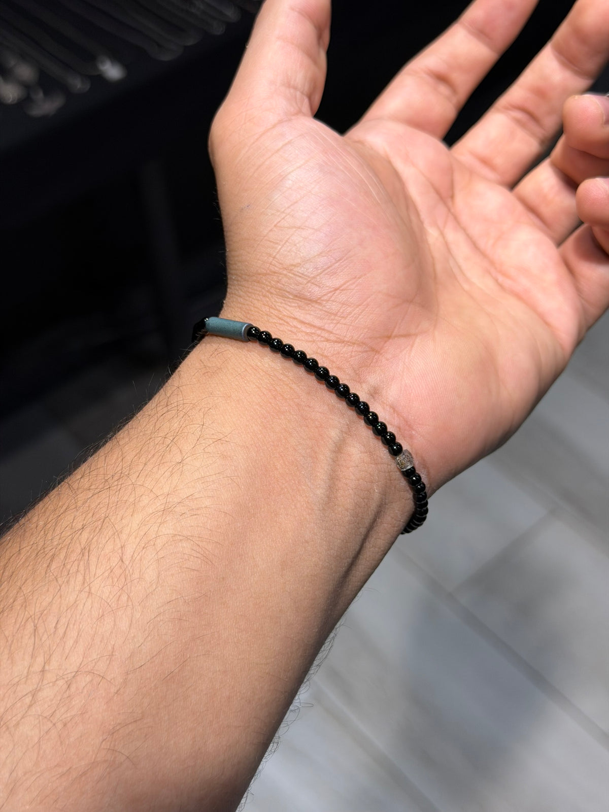 Black Aqua Bead Bracelet