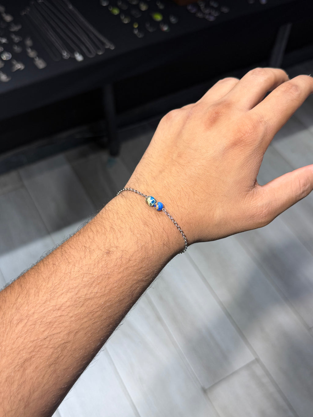 Blue Mosaic Bead Bracelet