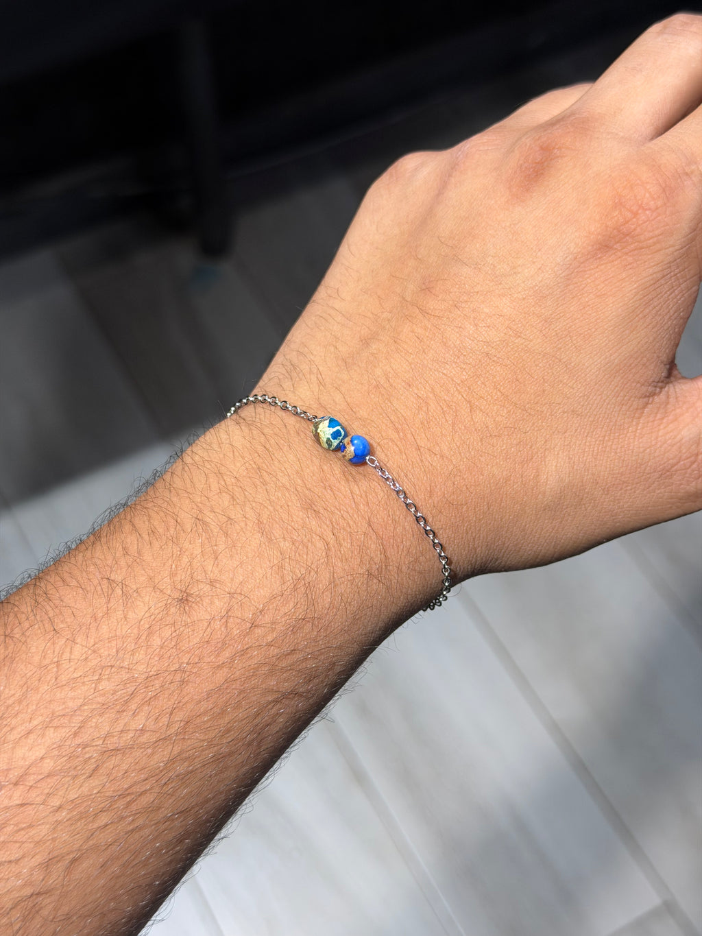 Blue Mosaic Bead Bracelet