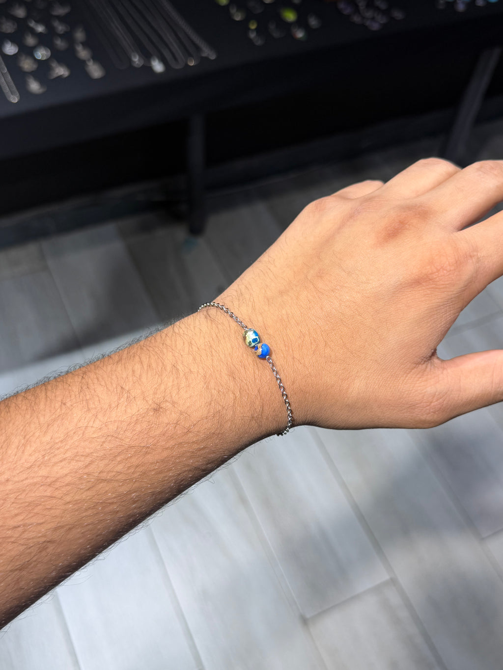 Blue Mosaic Bead Bracelet