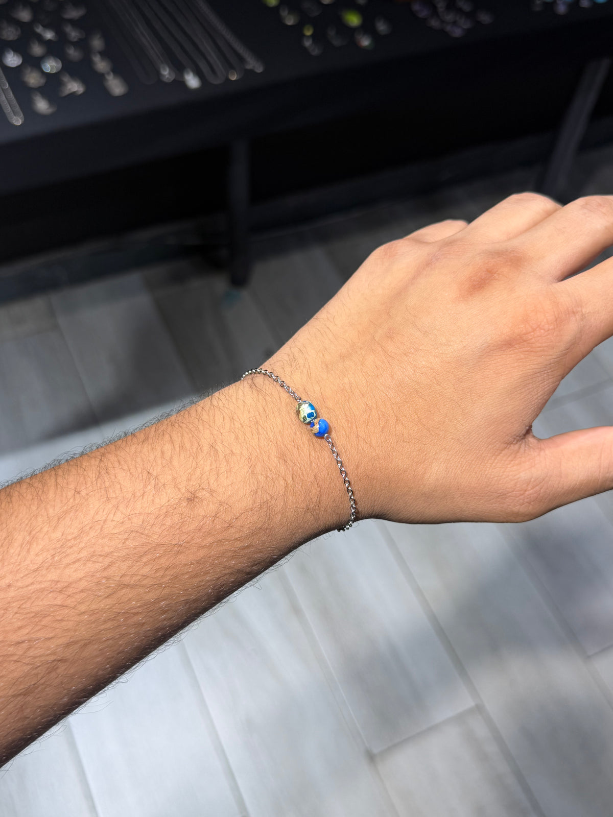 Blue Mosaic Bead Bracelet