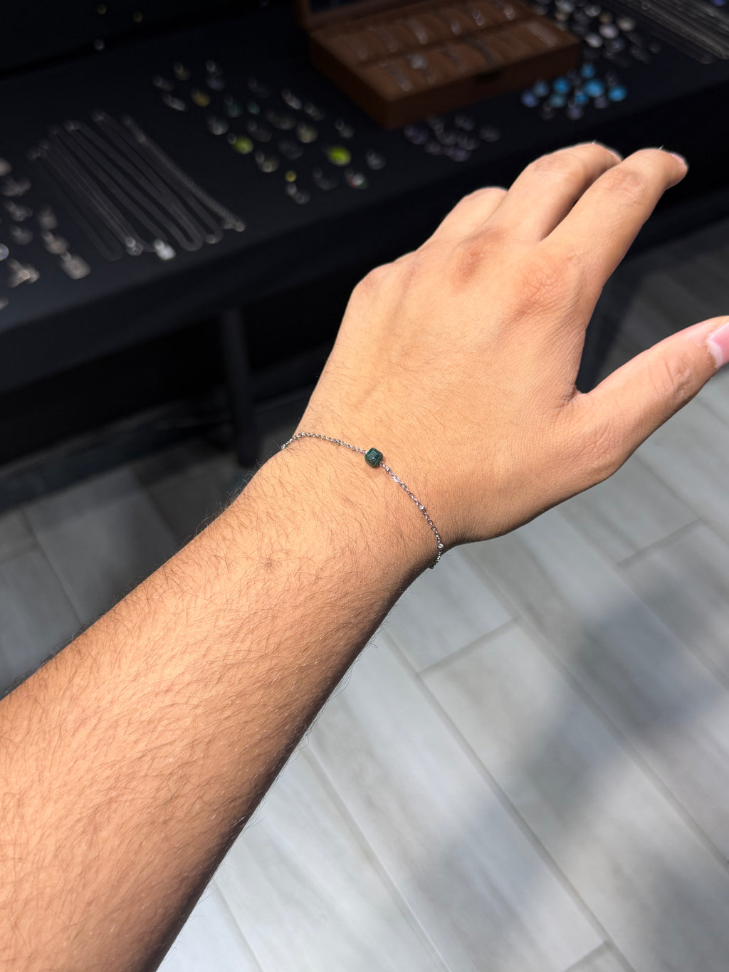 Emerald Cube Silver Bracelet